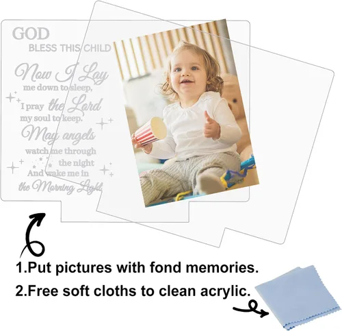 Miniatura 2 de Attivolife Marco de fotos personalizado de bautismo, marco de fotos iluminado con luz nocturna personalizada para bebé, regalos cristianos