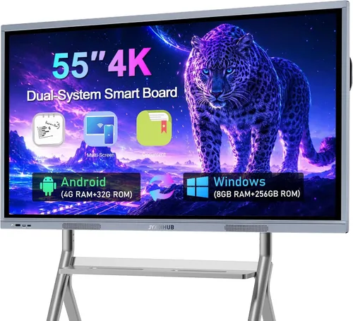 Pizarra electrónica de 55 pulgadas con pantalla táctil HD 4K, pizarra interactiva para aula y conferencia, sistema operativo Android y Windows