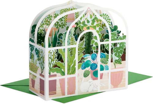 Hallmark Tarjeta desplegable para el Día de la Madre (plantas de invernadero y gatos) Maravilla de papel para cumpleaños, aliento y pensamiento de ti