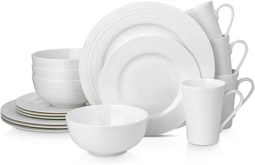 Miniatura 13 de Stone Lain Alexandria - Juego de vajilla de 16 piezas de porcelana china, blanco