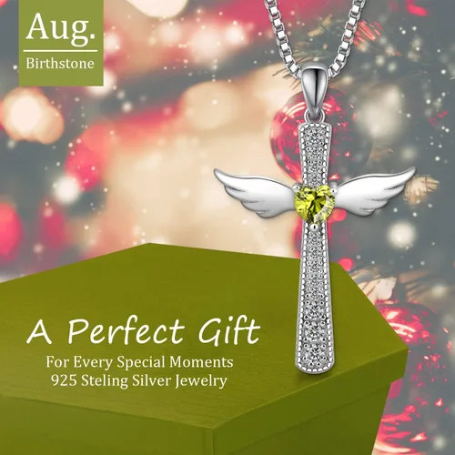 Miniatura 2 de Collar de cruz para mujer, plata de ley 925, joyería religiosa de piedra natal religiosa de Jesús
