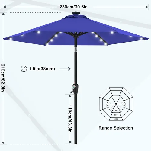 Miniatura 2 de MASTERCANOPY Sombrilla de patio con luces LED solares (7.5 pies, azul)