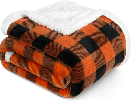 Miniatura 30 de PAVILIA Manta Sherpa de Cuadros Buffalo Gris Claro para Sofá, Manta de Forro Polar Suave Gris Claro a Cuadros, Manta de Franela Suave y Mullida