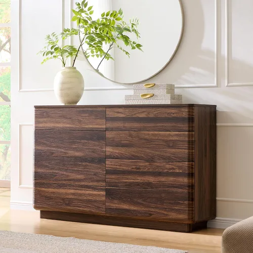 Miniatura 10 de ACCOHOHO Cómoda de 6 cajones para dormitorio, cómoda moderna de 42 pulgadas de altura, organizador de almacenamiento de madera con cajones grandes