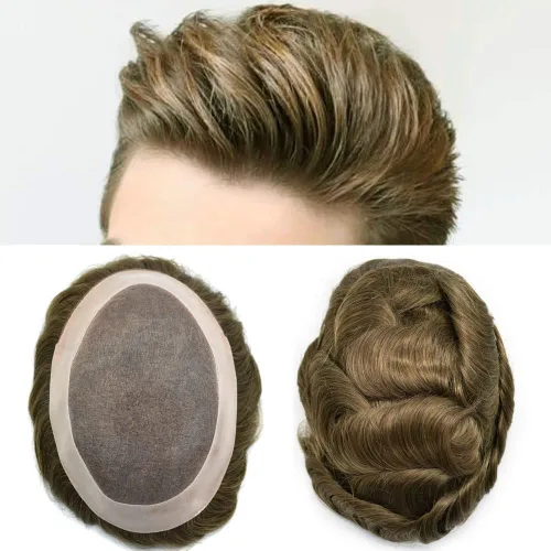Miniatura 15 de Mens Toupee Hair Piece For Men Hair Replacement System For Men Fine Mono Mens Hair Piece Human Hair Piece Toupee For Men Hairpieces Protesis Capilar