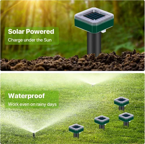 Miniatura 3 de 12 piezas Tirgo repelente de topos alimentado por energía solar para césped, repelente de serpientes para patio, trampa repelente de troncos