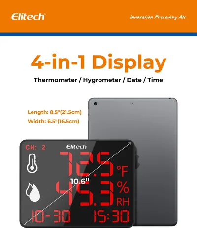 Miniatura 4 de Elitech Termómetro higrómetro Bluetooth reutilizable registrador de temperatura registrador de datos temperatura humedad con pantalla grande