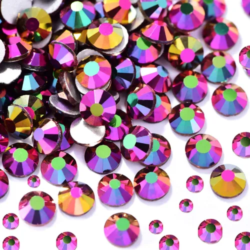 Miniatura 28 de Dowarm 2650 diamantes de imitación de cristal con parte trasera plana, 6 tamaños de 0.059 in a 0.256 in, cristales de parte trasera plana