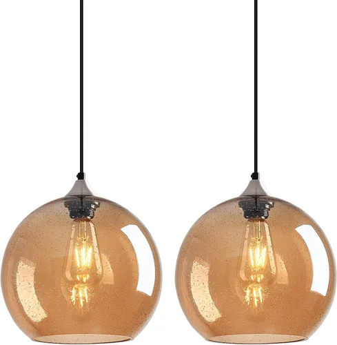 Miniatura 8 de Luces colgantes de vidrio marrón claro, iluminación de isla de cocina, lámparas colgantes de globo, iluminación colgante moderna para dormitorio