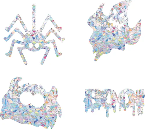 Miniatura 18 de GORGECRAFT 16 calcomanías de ángel para ventana, diseño de hadas, anticolisión, arco iris, para pájaros, pegamentos de huelga de pájaros, película