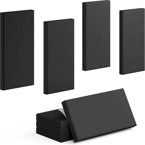 Miniatura 12 de Paquete de 4 paneles acústicos de núcleo de alta densidad con cubierta de tela, 24 x 12 x 2 pulgadas, paneles de pared autoadhesivos insonorizados
