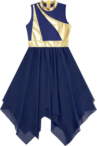 Miniatura 17 de CHICTRY Vestido de baile lírico sin mangas asimétrico para niñas, disfraz de adoración litúrgica contemporánea