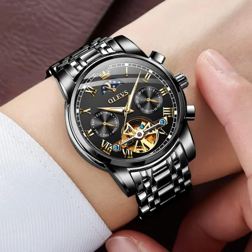 Miniatura 66 de OLEVS Relojes automáticos para hombre, esqueleto mecánico, de lujo, a la moda, reloj de pulsera luminoso impermeable