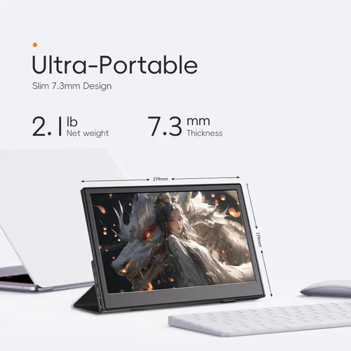 Miniatura 4 de JUSTTHINK Monitor portátil para laptop, 11.6", 1080P, pantalla LCD, 60Hz, montaje en pared y soporte de escritorio, conexión HDMI/USB-C, ligero