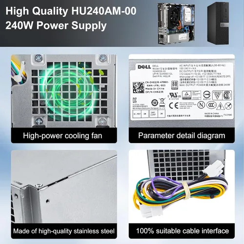 Miniatura 5 de Fuente de alimentación actualizada de 240 W para Dell Inspiron 3650 3656 Optiplex 3040 5040 7040 SFF HU240AM-00 AC240EM-00 L240NM-00 P/N: THRJK
