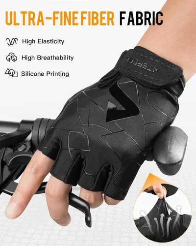 Miniatura 3 de ATERCEL Guantes de ciclismo para hombre, para ciclismo, entrenamiento, gimnasio, entrenamiento, levantamiento de pesas, al aire libre, motocross