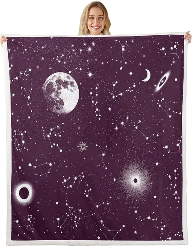 Miniatura 9 de Erosebridal Galaxy Fleece Blanket 40x50 Constellation Fuzzy Plush Throw for Sofa Couch Black Nebula Stars Sherpa Blanket Outer Space Starry Sky