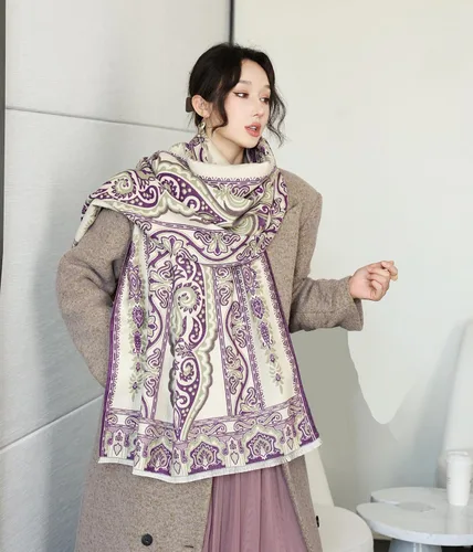 Miniatura 80 de iCuviy Bufanda grande de moda para invierno, chales y envolturas para mujer, extra suave, sensación de cachemira, bufandas frías para mujer