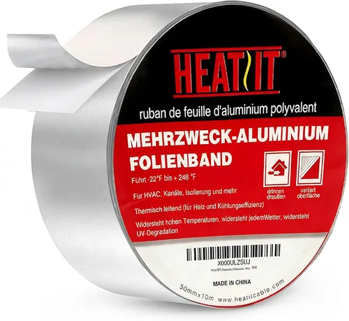 HEATIT Cinta de papel de aluminio de grado profesional de 2 pulgadas x 30 pies (10 yardas) de grosor de 5.3 mil (lámina de 2.4 mil y papel de