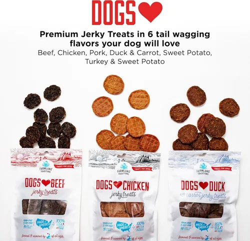 Miniatura 7 de Farmland Traditions Dogs Love Chicken Jerky - Golosinas para perros con solo 3 ingredientes y sin rellenos, bolsa de 6 onzas
