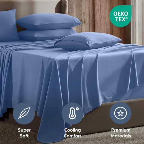 Miniatura 4 de Nestl Juego de sábanas extra profundas tamaño King, sábanas transpirables y refrescantes de 6 piezas, juego de ropa de cama de lujo con bolsillos