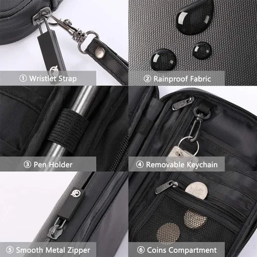 Miniatura 11 de VanFn Cartera RFID para pasaporte de viaje, soporte para pasaporte familiar, organizador de documentos de viaje serie P.Travel (nailon, gris)