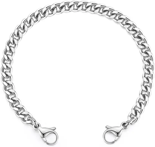 Miniatura 18 de LinnaLove Cadena intercambiable de acero inoxidable para pulseras de identificación de alerta médica para mujeres y hombres, No es una piedra