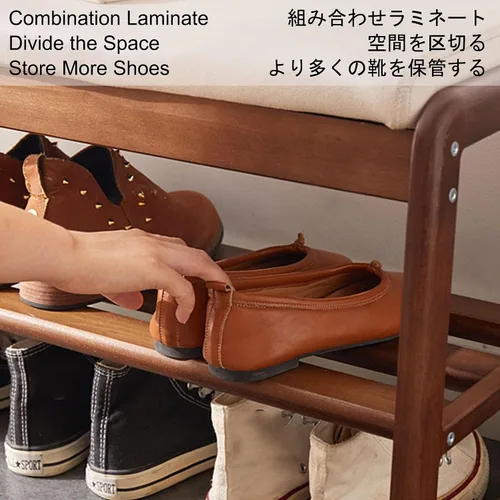 Miniatura 5 de Zapatero para armario, banco de entrada, banco de almacenamiento de zapatos, otomano con almacenamiento y asiento para sala de estar, banco