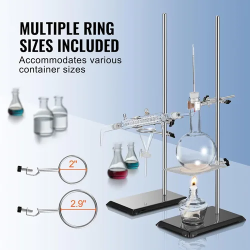 Miniatura 5 de VEVOR Juego de 2 soportes de soporte de laboratorio, soporte de laboratorio de acero con varilla de 23.6 pulgadas y base de hierro fundido de 8.3 x