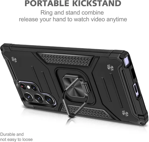 Miniatura 5 de YmhxcY Funda para Galaxy S22 Ultra para Galaxy S22 Ultra con protector de pantalla curvado 3D, funda de grado armadura con soporte giratorio