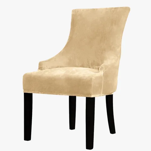 Miniatura 46 de Lellen Funda elástica de terciopelo para silla con respaldo de ala, funda protectora reutilizable para comedor, banquete, decoración del hogar, etc.
