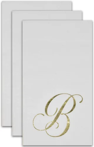 Miniatura 4 de Gift Boutique 100 Servilletas Doradas con Monograma para Invitados Letra B Paquete de Papel Desechable Elegante de Lámina Dorada Metálica Servilleta