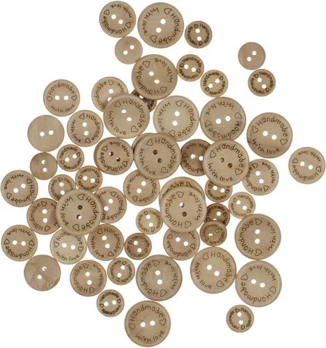 150 botones de madera hechos a mano para manualidades de 3/5 3/4 1 pulgada, botones de madera mixta, redondos, de madera, hechos a mano, con botones