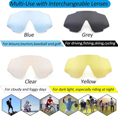 Miniatura 4 de Youth Viper Polarized Sunglasses for Kid Boys Girls Age 10-15 4 Interchangeable Lenses UV400 Glasses for Cycling Baseball rojo +blanco