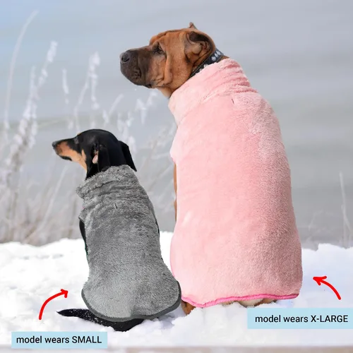 Miniatura 3 de Chaqueta para perros para clima frío, 2 paquetes de ropa de abrigo de invierno cálida de cuello alto para mascotas, abrigo de felpa ajustable