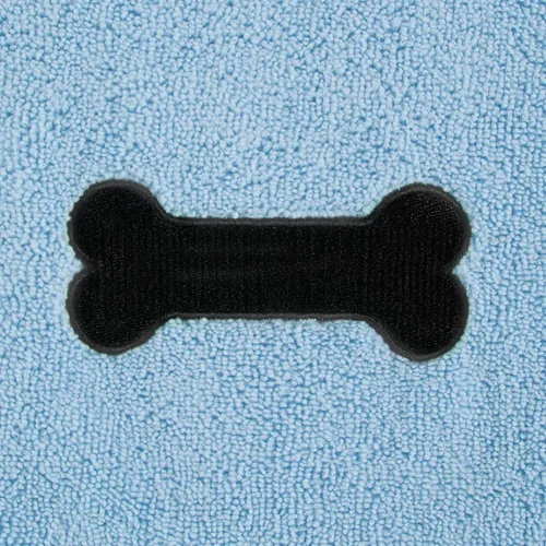 Miniatura 4 de Bone Dry Pet Drying Collection - Toalla de microfibra bordada para mascotas, XL, 41 x 23.5 pulgadas, color celeste con huella de hueso negra Azul