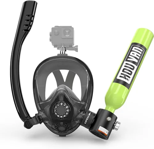 Miniatura 10 de Mini tanque de buceo con máscara de esnórquel 0.5L, tanque de buceo inflable con máscara de cara completa, botella de reserva Pony, tanque de aire