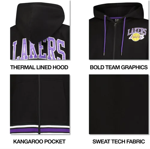 Miniatura 5 de Ultra Game Chaqueta con capucha oficial de la NBA Super Soft MVP con cremallera completa para hombre