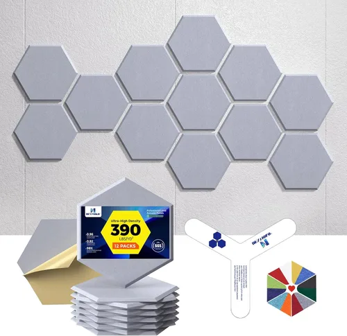 Miniatura 50 de Paneles acústicos autoadhesivos [390 lbs/yd³ de densidad ultra alta], panel de absorción de sonido de segunda generación, panel de sonido de nivel