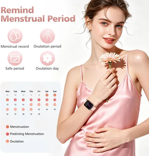 Miniatura 6 de Relojes inteligentes para mujer, rastreadores de fitness Alexa de 1.85 pulgadas con llamadas y SMS, frecuencia cardíaca, SpO2, monitor de estrés
