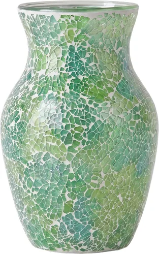 Miniatura 13 de Florero de mosaico dorado de 8" de altura, florero de vidrio, florero decorativo, decoración del hogar moderno jarrón de mosaico de tamaño mediano