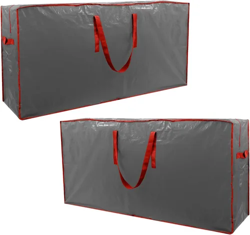 Paquete de 2 bolsas de almacenamiento para árbol de Navidad, se adapta a hasta 7.5 pies de alto, impermeable, gris, cierre de cremallera