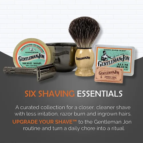 Miniatura 2 de Gentleman Jon Deluxe Shaving Collection - Kit de afeitado de seguridad y paquete de 50 cuchillas de afeitar platino de doble filo, juego completo