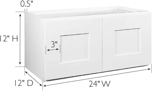 Miniatura 3 de Design House Brookings - Armario de cocina W2412, 24 pulgadas de ancho x 12 pulgadas de profundidad x 12 pulgadas de alto, pintado blanco, madera