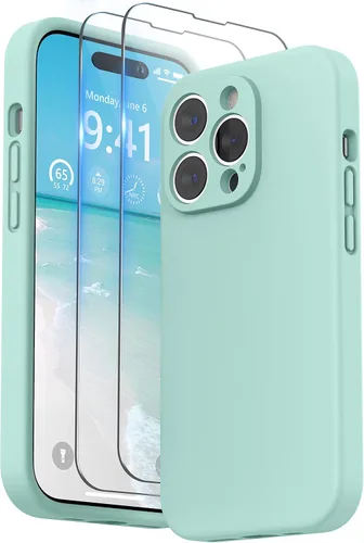 Miniatura 26 de SURPHY Funda diseñada para iPhone 14 Pro con protector de pantalla, (protección de cámara y forro de microfibra suave), funda de silicona líquida