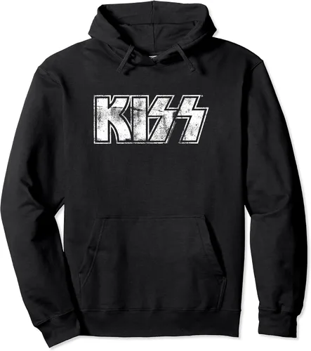 Kiss Sudadera con capucha con logotipo vintage de Hard Rock Off Music Band, Negro -