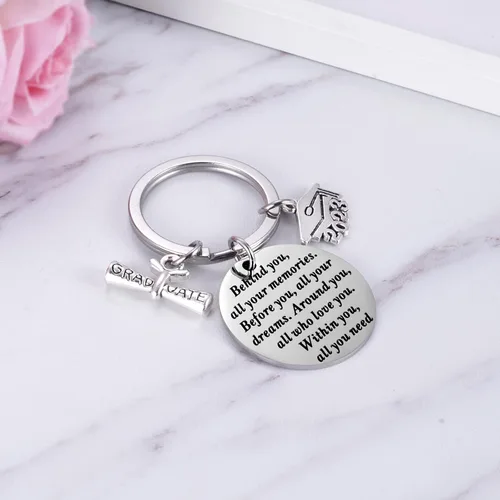 Miniatura 3 de Ukodnus Llavero de graduación 2023, llavero inspirador de graduación para personas mayores, idea de regalo de graduación para él o ella, plateado