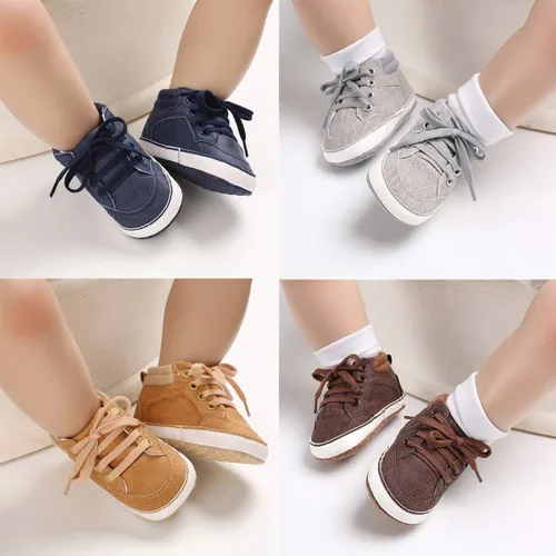Miniatura 2 de BENHERO Baby Girls Boys PU Leather Shoes Toddler Infant First Walker Soft Sole High-Top Ankle Sneakers Newborn Crib Shoes