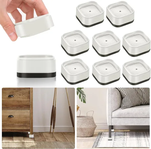 Miniatura 56 de Paquete de 12 elevadores de muebles de 1, 2 o 3 pulgadas, elevadores de cama ajustables resistentes para mesa, escritorio, sofá, silla, gabinete