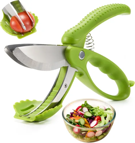 Miniatura 7 de Tijeras de ensalada ALEXPHY con dobles cuchillas, picadora de lechuga para ensalada picada, negras Negro